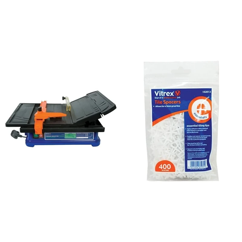 VITREX 103402NDE Diamond Blade Tile Cutting Saw & VIT102013 102013 Essential Tile Spacers 3mm Pack of 400, White