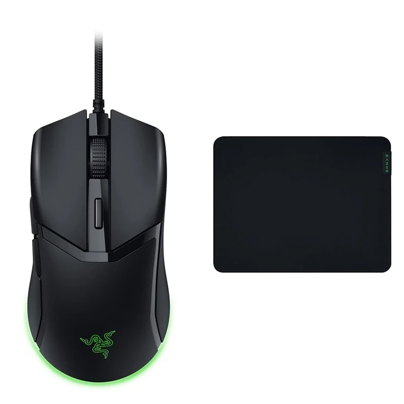 Razer Cobra - Lightweight Wired Gaming Mouse Chroma RGB Black & Gigantus V2 Medium - Soft Medium Gaming Mouse Mat for Speed and Control Black