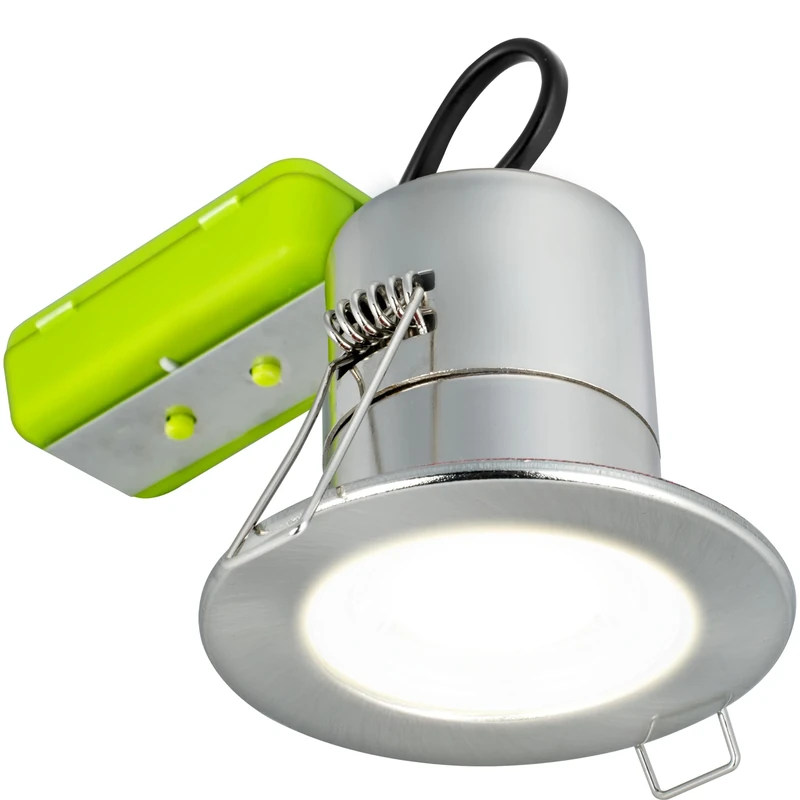 Luceco F-Eco Fixed Fire Rated Downlight 450Lm 5W Ip65 3000K Brushed Steel Bezel