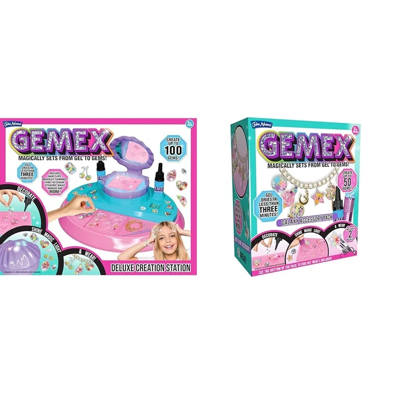 John Adams | GEMEX Deluxe Creation Station: Magically Sets from Gel to gems! | Arts & Crafts | Ages 5+ & | GEMEX Galaxy Accessory Pack: Magically Sets from Gel to gems! | Arts & Crafts | Ages 5+,Red