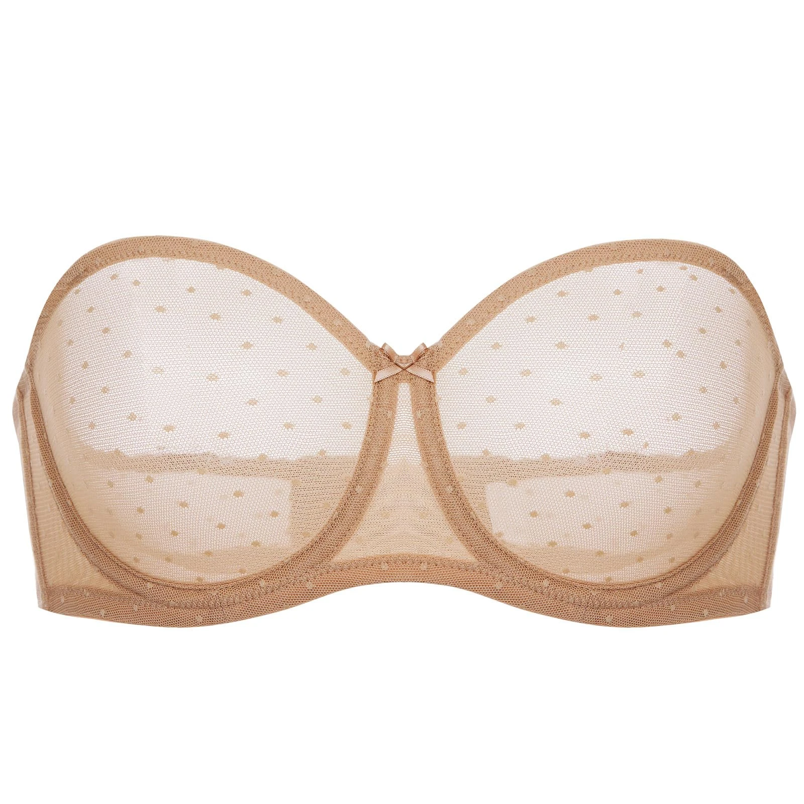 DOBREVA Women's Strapless Bra See Through Sheer Underwired Bras Unlined Plus Size Natural 42DD