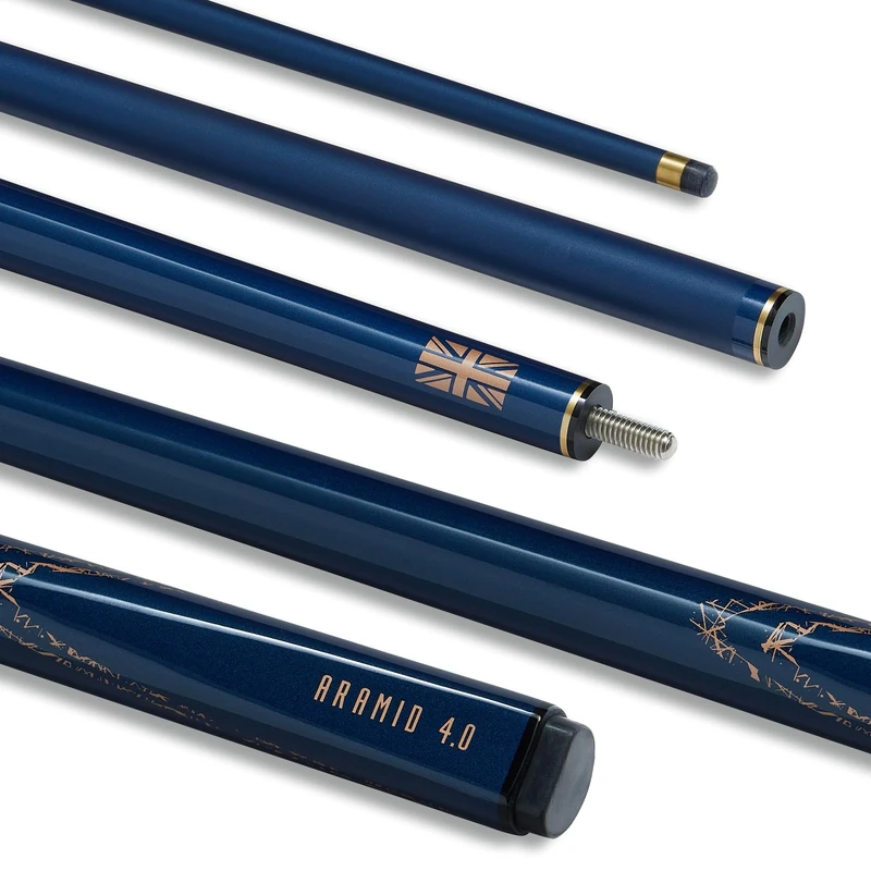 POWERGLIDE Snooker Pool or Billiard Cue | Carbon & Fibreglass | Ultra Smooth Metallic Painted High Gloss Blue & Rose Gold | 2-Piece 50/50 Joint | 18oz | Full Size 57" | 10mm Tip