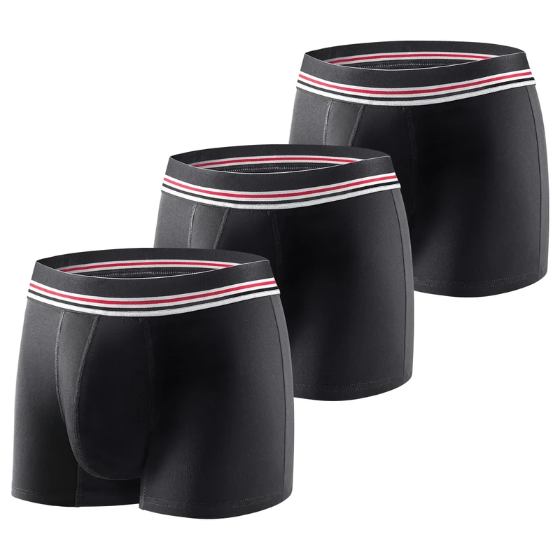 Carer 3 Pack Men's Incontinence Boxer Brief Washable Light & Thin Cotton Incontinence Pants with 80 ML Absorbent Pad Prevents Bladder Leaks Designed for Mild Incontinence Black M