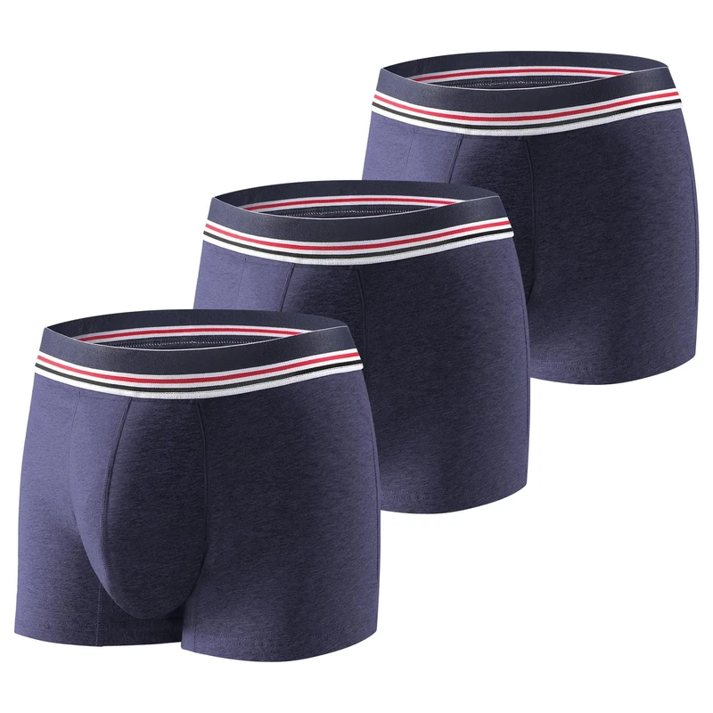 Carer 3 Pack Men's Incontinence Boxer Brief Washable Light & Thin Cotton Incontinence Pants with 80 ML Absorbent Pad Prevents Bladder Leaks Designed for Mild Incontinence Blue 3XL