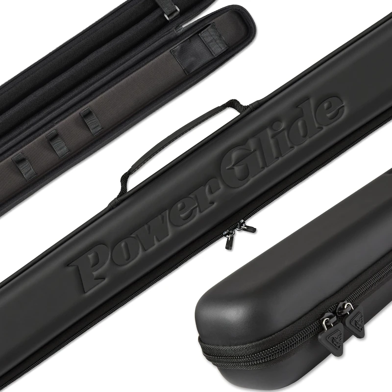 POWERGLIDE Snooker Pool or Billiard Cue Case | Svartur | Modern Design Soft Touch EVA | Handle & Shoulder Strap | Protective Foam Interior | Accessory Pockets | to Fit 2-Piece 3/4 Joint Cue