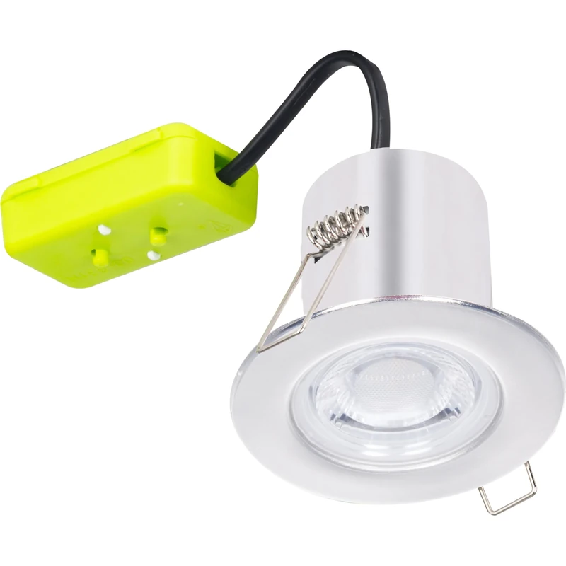 Luceco F-Eco Fixed Fire Rated Downlight 450Lm 5W Ip65 4000K Brushed Steel Bezel