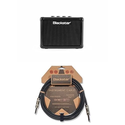 Blackstar Fly 3 Black Portable Battery Powered Mini Electric Guitar Amp MP3 Line In & Headphone Line Out + Blackstar 3m (10ft) Instrument Cable Straight Jack to Straight