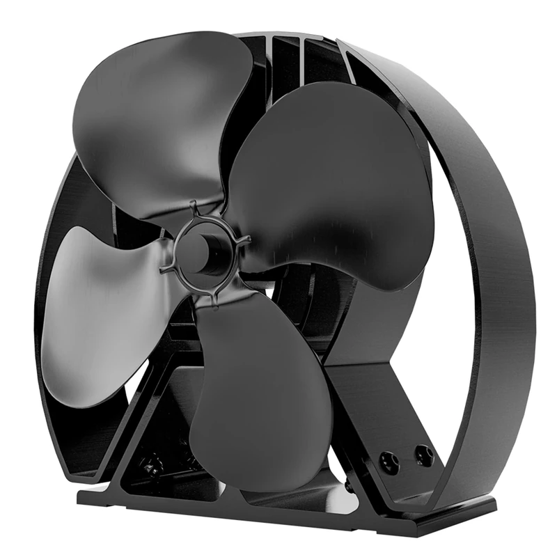 Forest Master | Satin Black Viking Air Advanced Stove Fan - Powerful 4-Blade Heat Powered Fan for Eco-Friendly Heat Circulation in Wood Burning Stoves & Fireplaces – Includes Fragrance