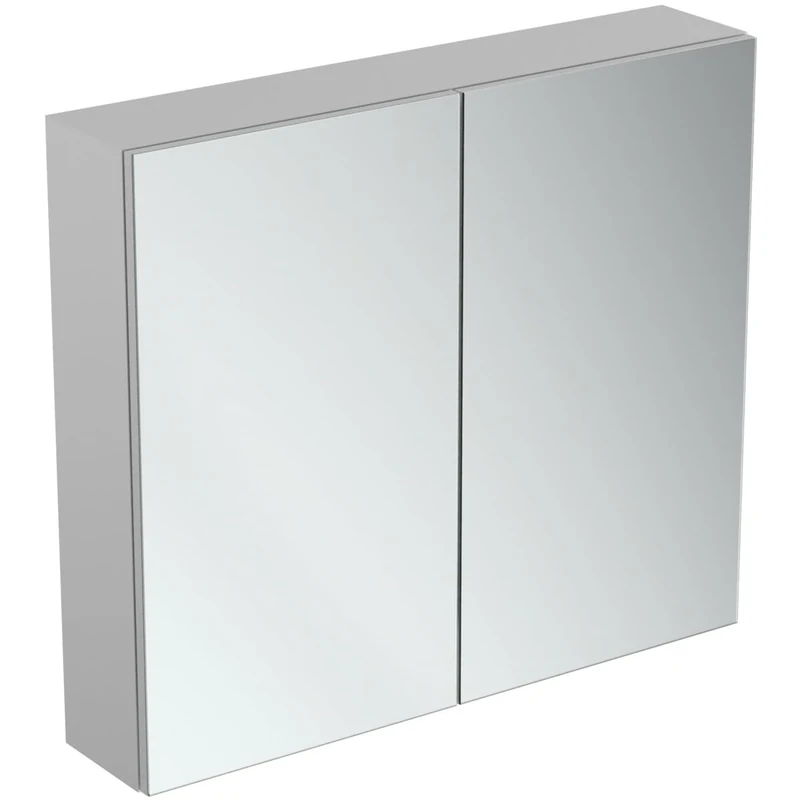 Ideal Standard 80cm Wall Mounted Bathroom Mirror Cabinet with Ambient Light, 2 doors, T3442AL