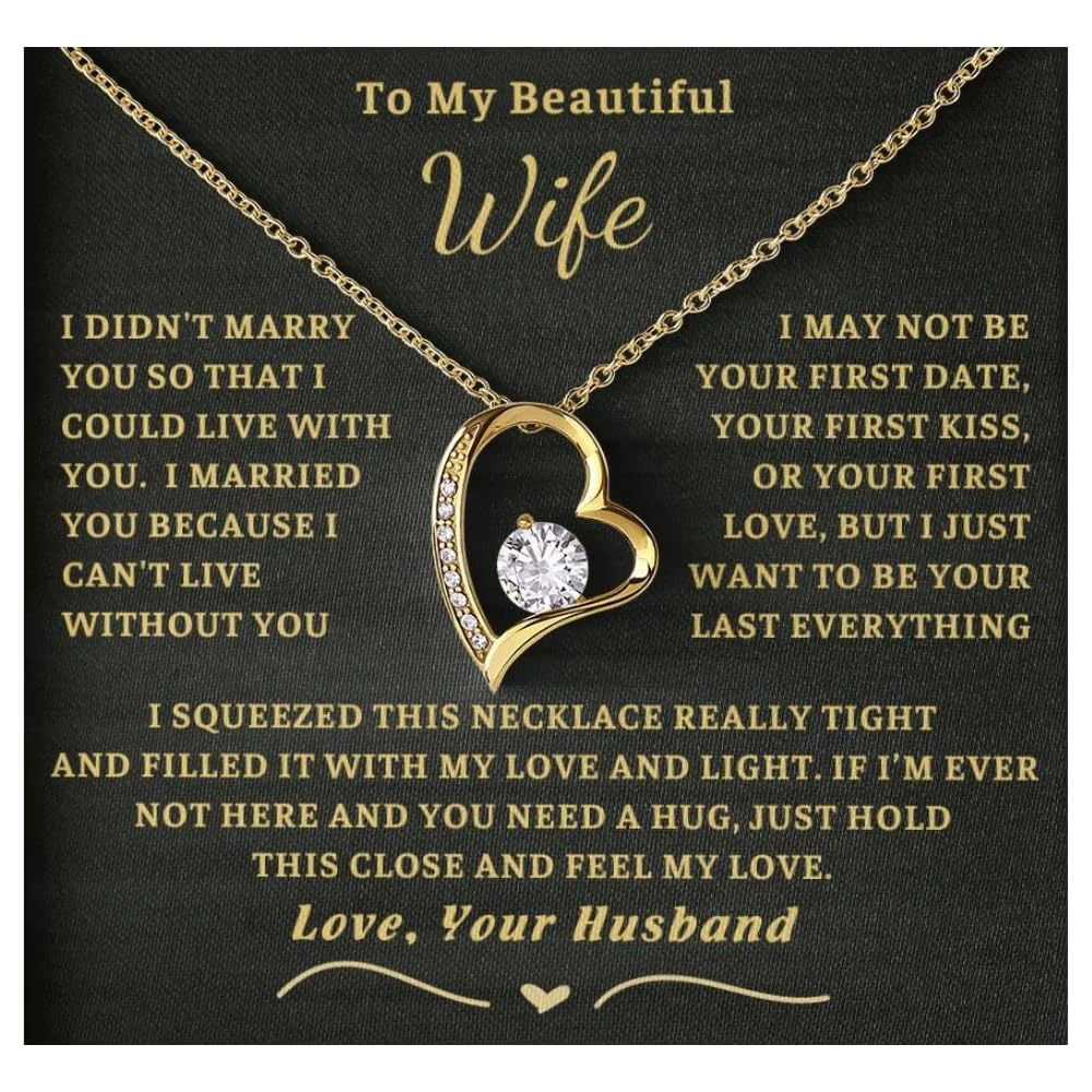 Momavo Jewelry To My Wife Forever Love Necklace Gift For Soulmate Gift For Wife Birthday Gift Women Necklace, Cubic Zirconia, Cubic Zirconia