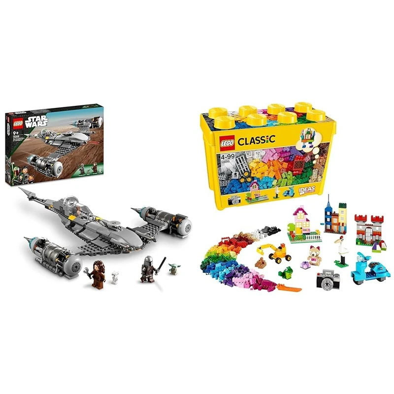 LEGO 75325 Star Wars The Mandalorian's N-1 Starfighter Building Toy, The Book of Boba Fett, Gift idea Age 9 Plus with Baby Yoda and Droid Figures & 10698 Classic Creative Brick Storage Box Set,