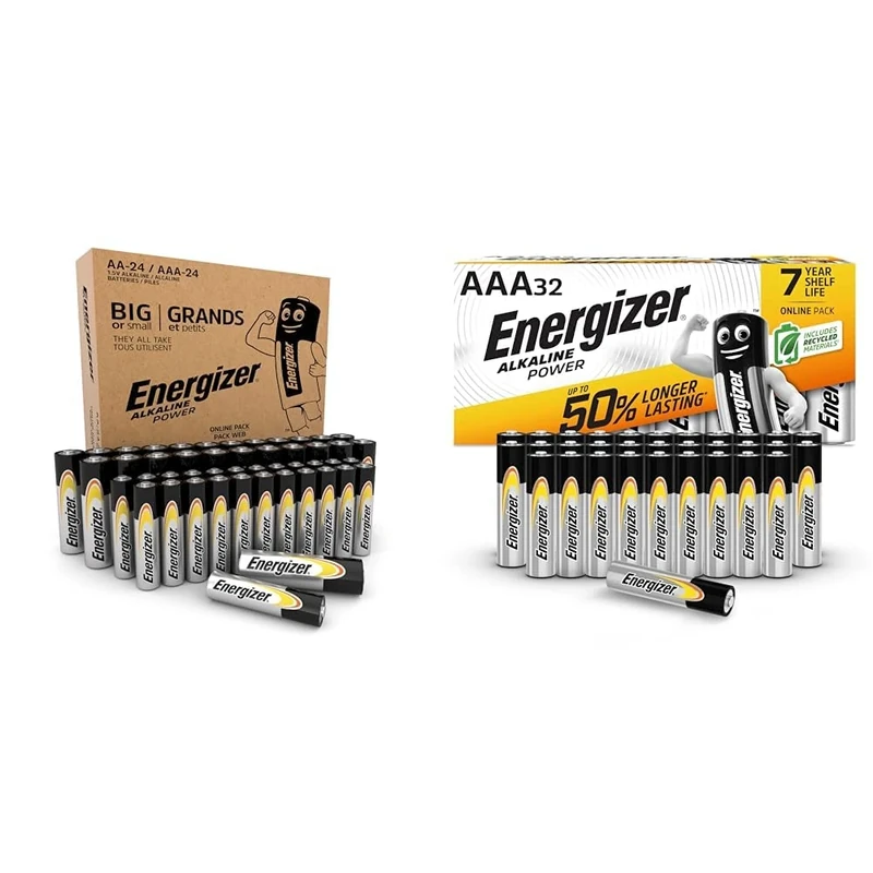 Energizer Alkaline Power AA+AAA Batteries (48 Pack), 48 Combo Pack & AAA Batteries, Alkaline Power, Triple A Battery Pack, 32 Pack (Packaging May Vary)