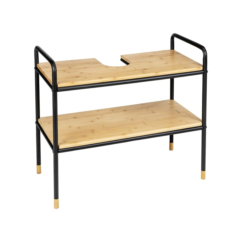 Avilia Bathroom cabinet with 2 storage shelves, Engineered Wood, Black, ND - Image 1