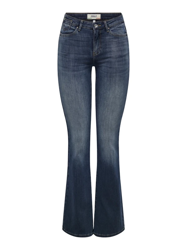 ONLY Womens Onlblush Icon Coin Mid Fl DNM Cro300noos Jeans, Blue Black Denim, M / 32L UK