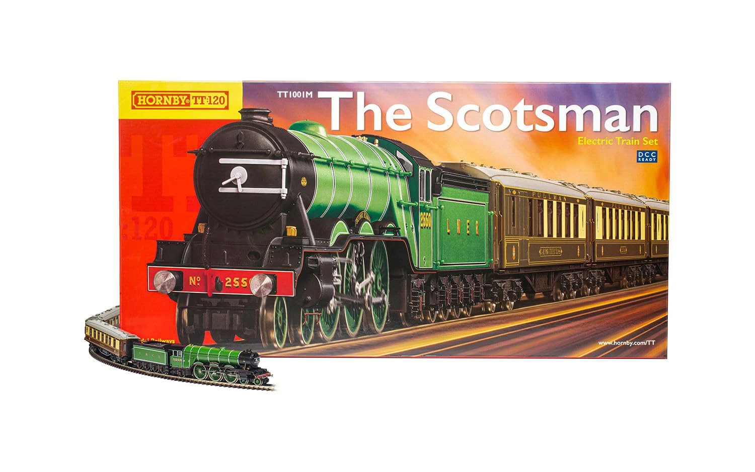 Hornby Train Set - The Scotsman Analogue TT Gauge Model Railways Set, Starter Electric Model Train Kits with App Control - Steam Engine Model Building Kits, 1:120 Scale Model Train Gifts