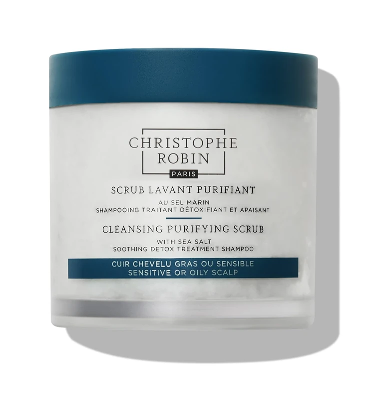 Christophe Robin Cleansing Purifying Scrub with Sea Salt 250ml (Low Dioxane), Detox Scalp Scrub Shampoo for Oily & Sensitive Scalps, Exfoliating Hair Cleanser for Build-Up - Image 1