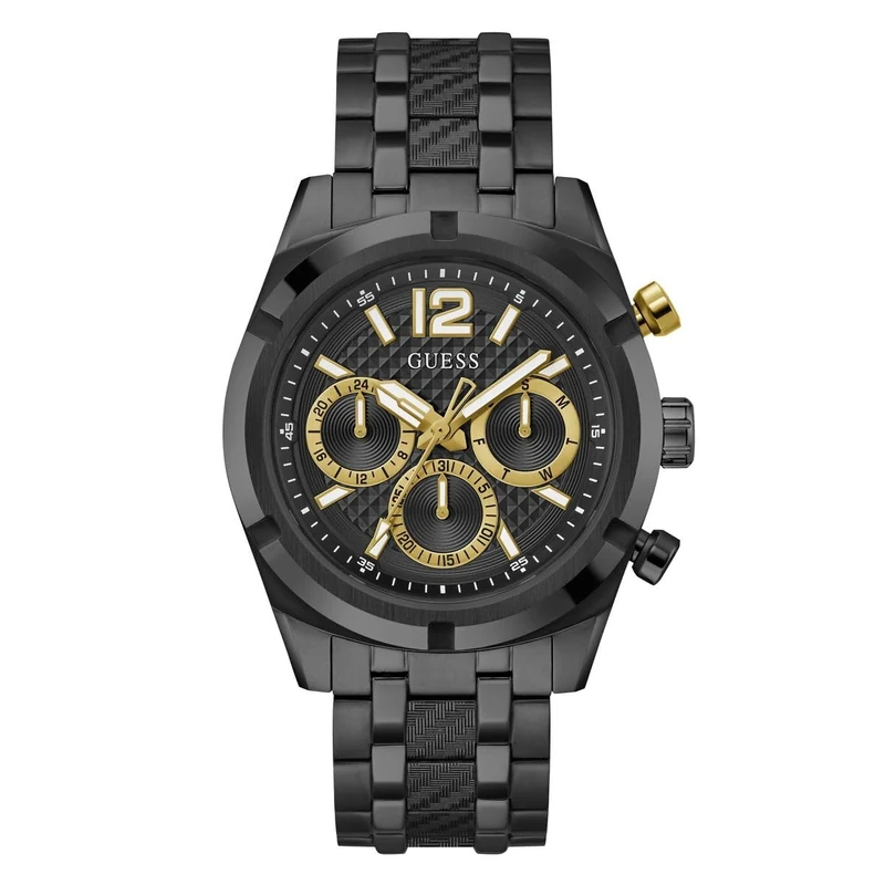 GUESS Men's Stainless Steel Wrist Watch, Black, Classic