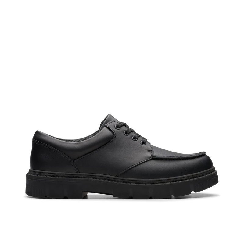 Clarks Boys Lorcam Edge Y Oxford Flat, Black Leather, 3.5 UK