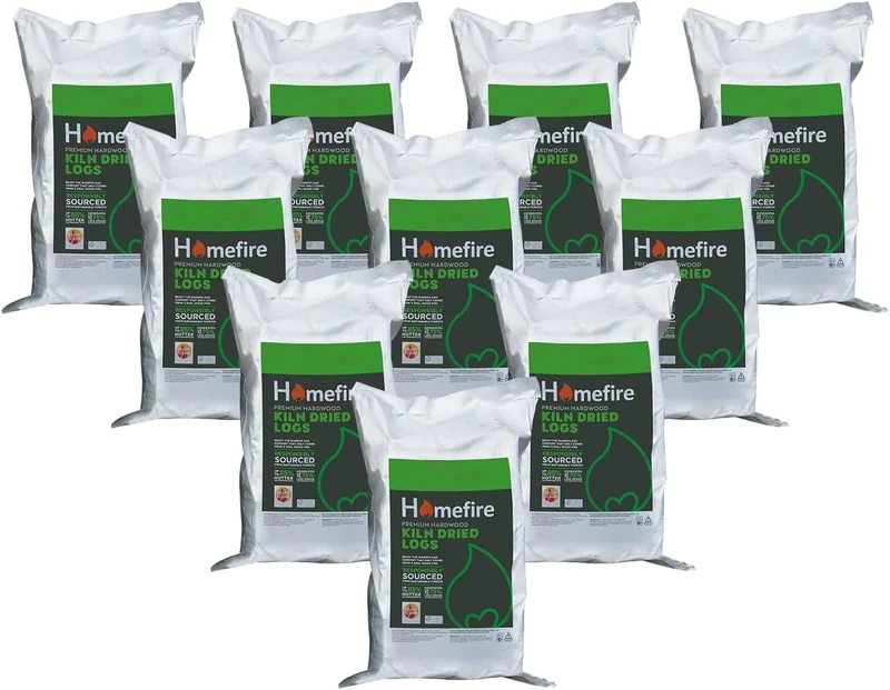 Homefire Half Pallet Kiln Dried Log Bags - 10 Pack for Stoves