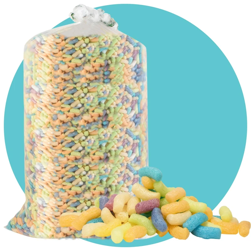 Triplast MultiColour ECO Packing Peanuts (15 Cubic Ft) - Corn Starch Based, Compostable, Biodegradable & Water-Soluble - Use as Loose Fill, Void Fill, Packing Chips & Packaging Filler for Shipping - Image 1