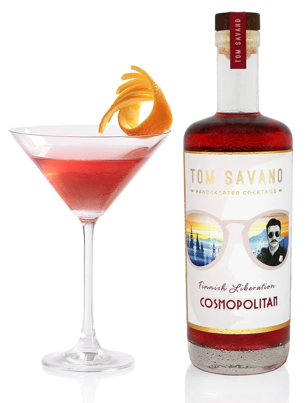 Tom Savano Artisan Cocktails, Finnish Liberation Cosmopolitan, Vodka with Orange, Cranberry, & Lime Syrup, Premium Handcrafted Cocktail, 15% ABV, 7 Servings, 700ml Bottle
