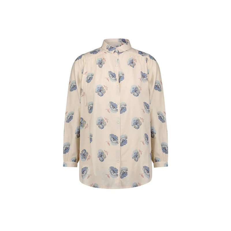 Lee Shirred Blouse Shirt for Women, Shy Blue Floral, XS