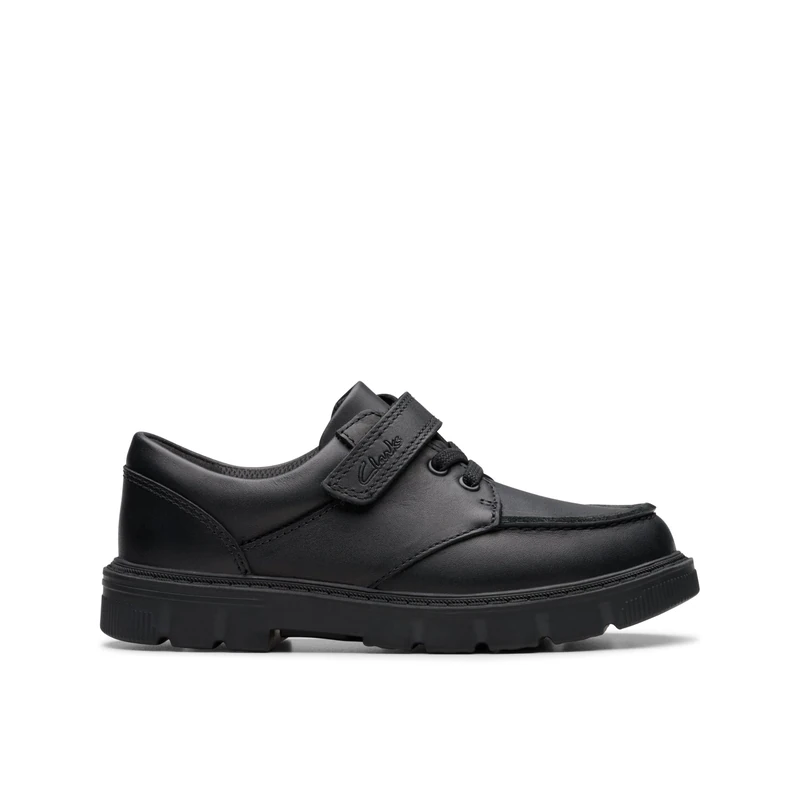 Clarks Lorcam Edge K Childrens Black Leather, 13.5