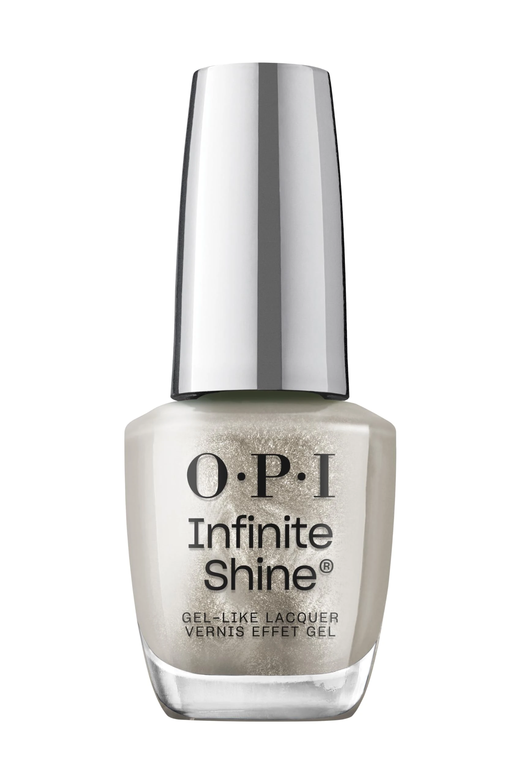 OPI Infinite Shine Nail Polish - Work From Chrome - Gel Like & Long Lasting Metallic Silver Nail Polish - with Pre-Cured Gel Technology & OPI Pro-Wide Brush (15ml)