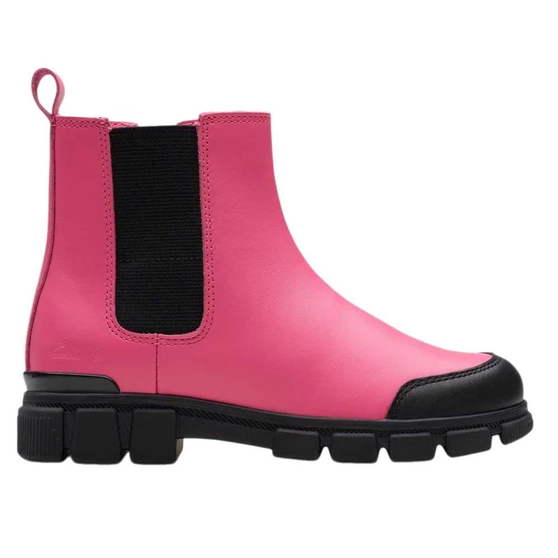 Clarks Girls Evynchelsea K. Chelsea Boot, Bright Pink Lea, 10 UK