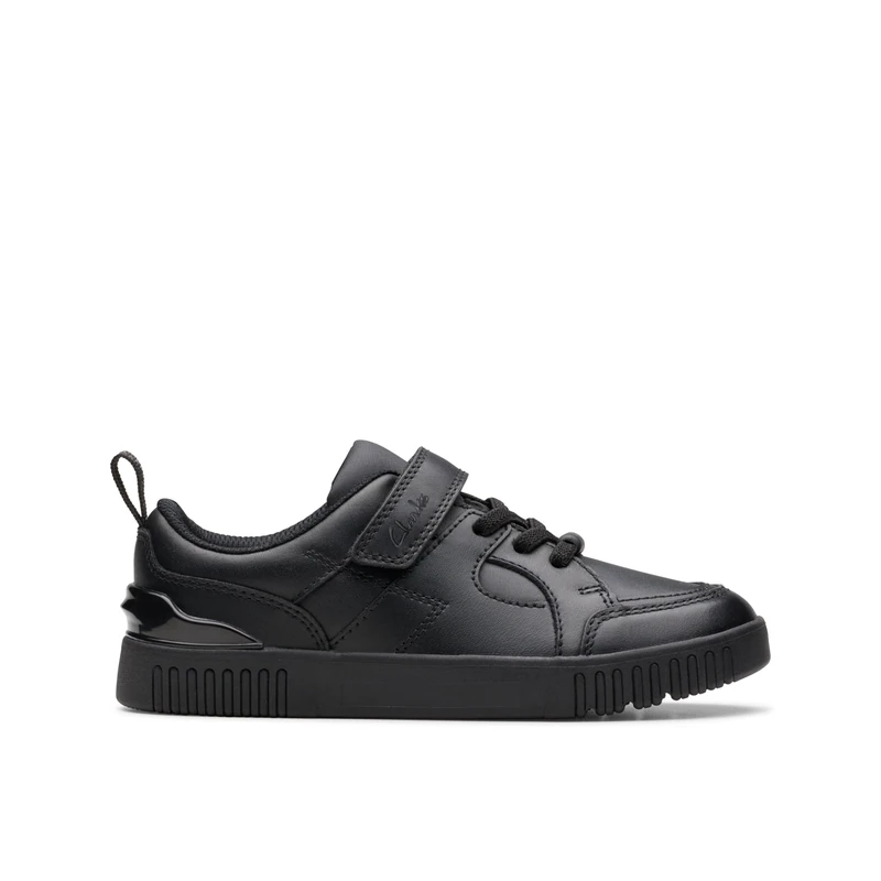 Clarks Oslo Flare K Childrens Black Leather, 10