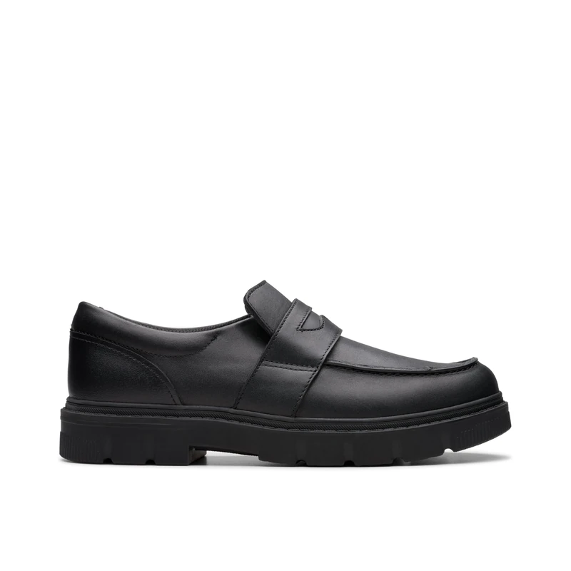 Clarks Boys Lorcamcraft Y Oxford Flat, Black Leather, 8.5 UK