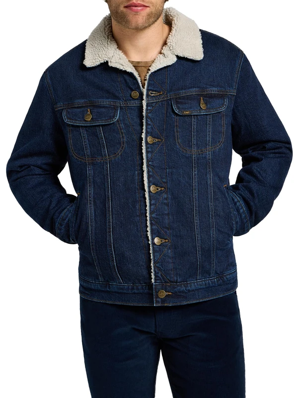 Lee Sherpa Men's Denim Jacket, Warm Cider, S