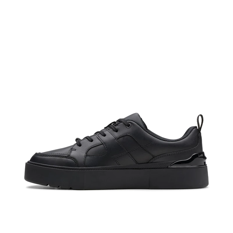 Clarks Boys Oslo Flare Y Oxford Flat, Black Leather, 5.5 UK