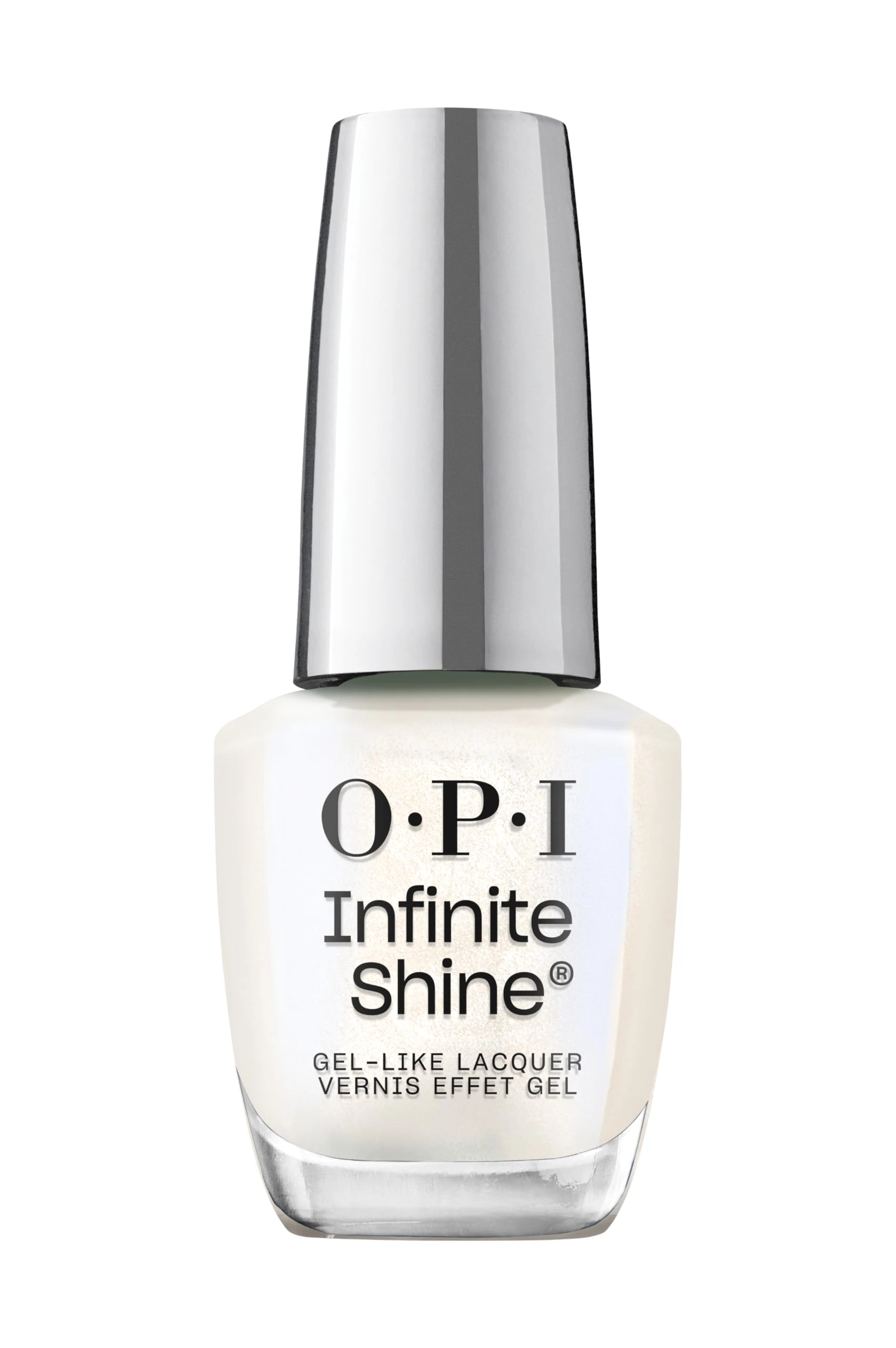 OPI Infinite Shine Nail Polish - Shimmer Takes All - Gel Like & Long Lasting White Shimmer Nail Polish - with Pre-Cured Gel Technology & OPI Pro-Wide Brush (15ml)