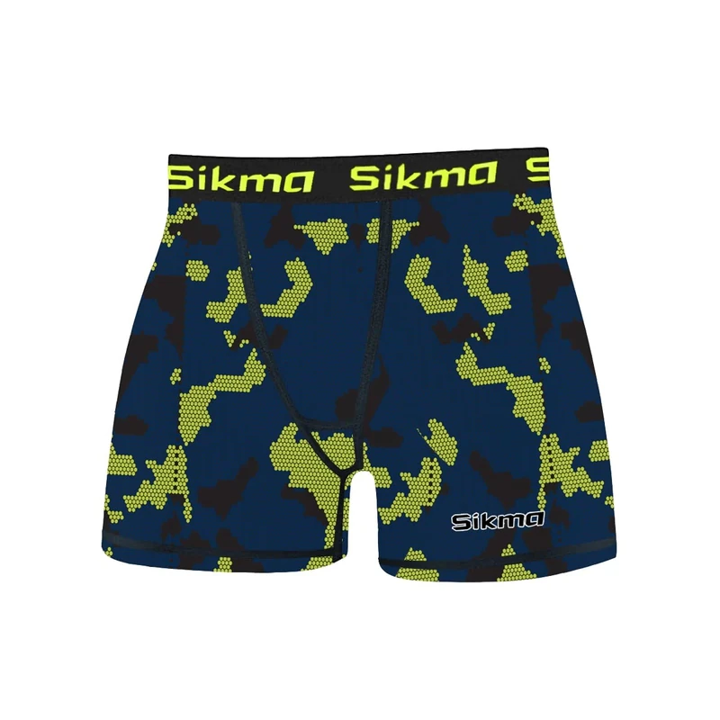 Sikma Mens Compression Boxer Shorts Base layer Skin Tight Briefs Sports Gym Fitness Bottom (YELLOW, M)