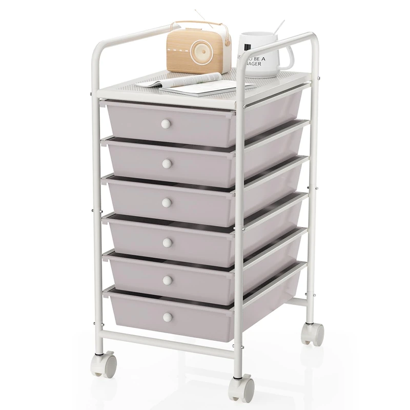 Shrivee 6 Drawers Utility Cart with Drawers & Lockable Wheels