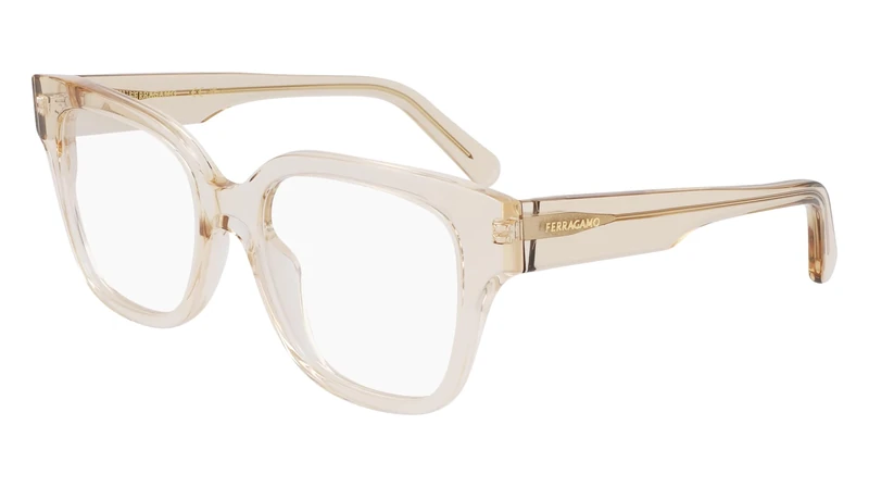 Salvatore Ferragamo SF2952N 259 Transparent Beige Eyewear Woman Acetato, Modified Rectangle, 53