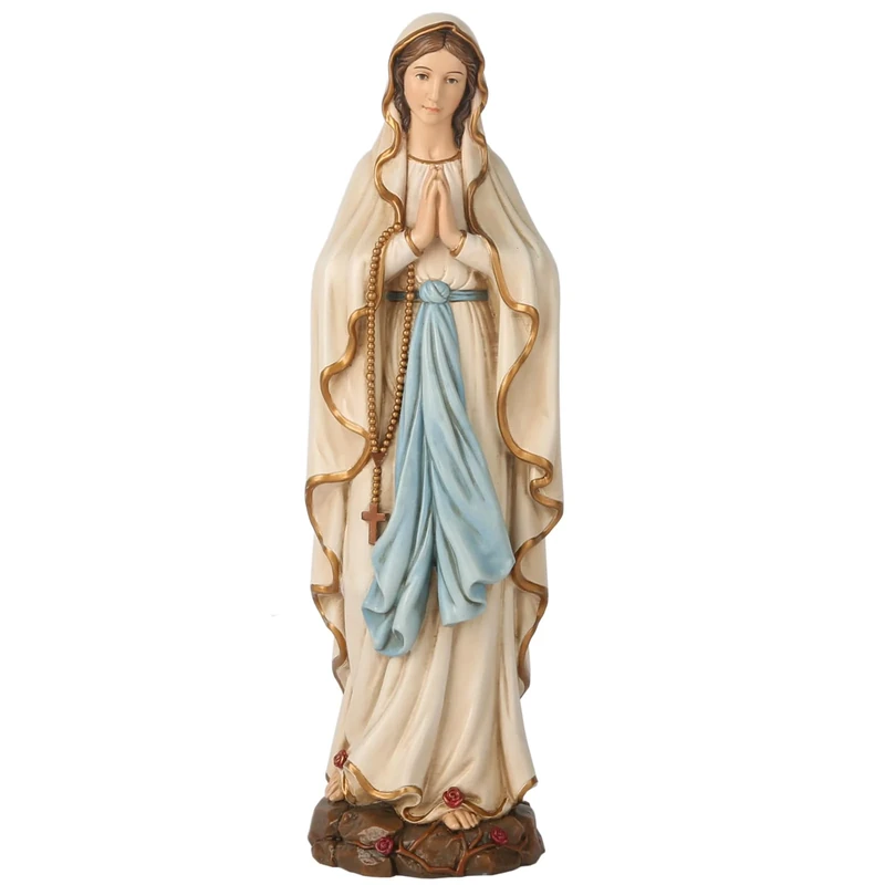 BC BUILDCLASSIC BC Catholic Our Lady of Lourdes Statue, Blessed Virgin Mary Mother Figure, Inspirational Home décor, 10'' H, Renaissance Sculpture Handmade by Buildclassic