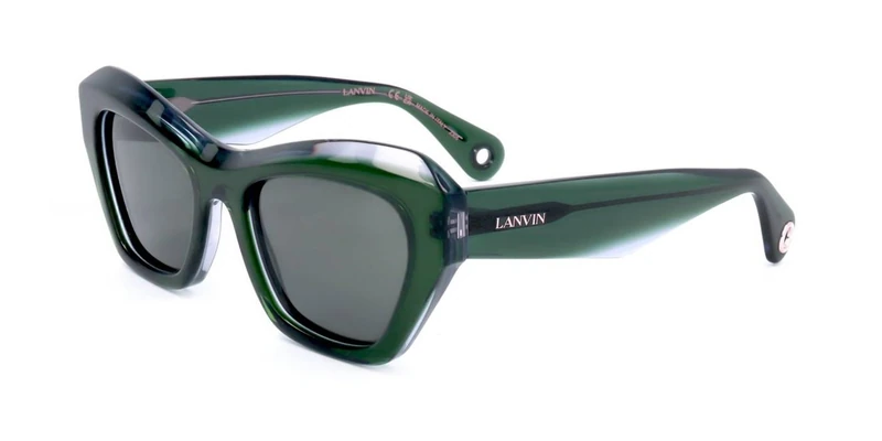 Lanvin LNV663S 304 Transparent Green/Lilac Sunglasses Woman Acetato, Modified Rectangle, 53