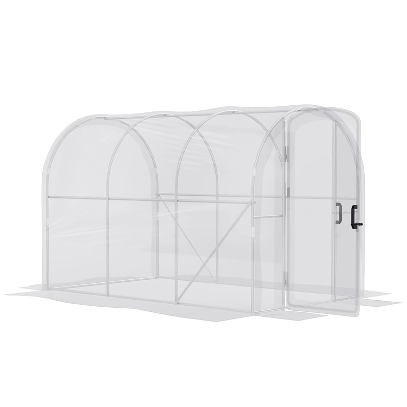 Outsunny 3 x 2 x 2m Polytunnel Greenhouse with 2 Hinged Door, Walk-in Grow House Tent with PE Cover and Galvanised Steel Frame, Clear