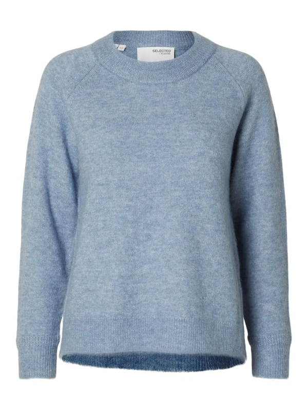 SELECTED FEMME Women's Slflulu LS Knit O-Neck B Noos Pullover, Endless Sky, M