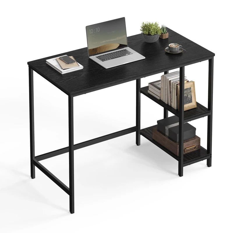 VASAGLE Computer Desk, Office Desk, 100 x 50 x 76 cm, Modern Style, for Study, Bedroom, Living Room, Ebony Black LWD046B04