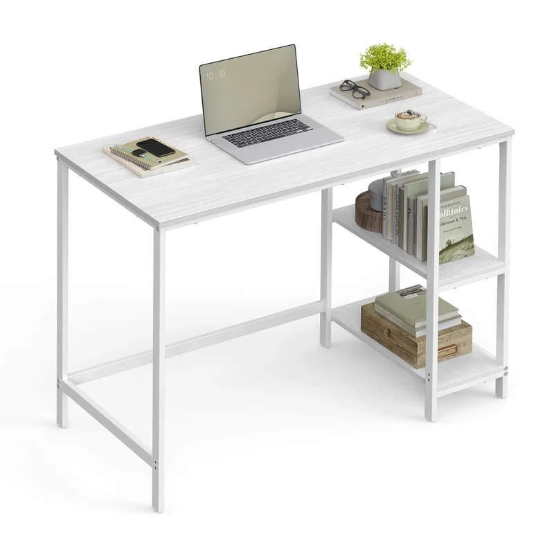 VASAGLE Computer Desk, Office Desk, 100 x 50 x 76 cm, Modern Style, for Study, Bedroom, Living Room, Maple White LWD046W01