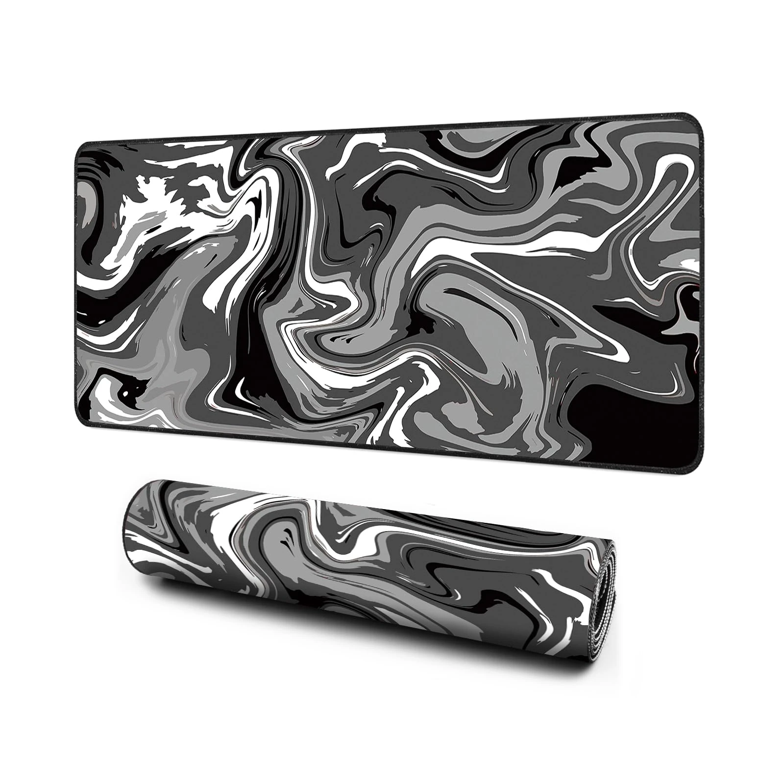 Giecy Gaming Mouse Pad, XXL Keyboard Mouse Mat Desk Pad with Non-Slip Rubber Base for Office & Home Computers, Laptop, Gaming (Grey-black Fluid, 90 x 40 cm)