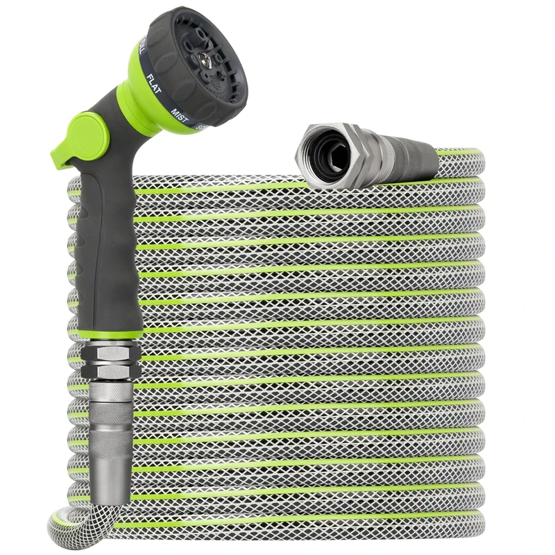 Flexible Garden Hose 100 FT - Heavy Duty Non-Expandable 100FT Outdoor Water Hose Pipe, 1/2" x 100Feet, 3/4" Solid Swivel Fittings, 100 Feet, Kink and Leak Proof