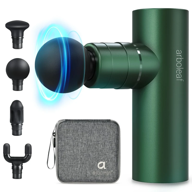Massage Gun Mini, arboleaf Massage Gun Deep Tissue with Case, 4 Silicone Heads 3200 RPM Muscle Massage Gun, Portable Massager Gun for Pain Relief Home Office Workout Muscle Relax