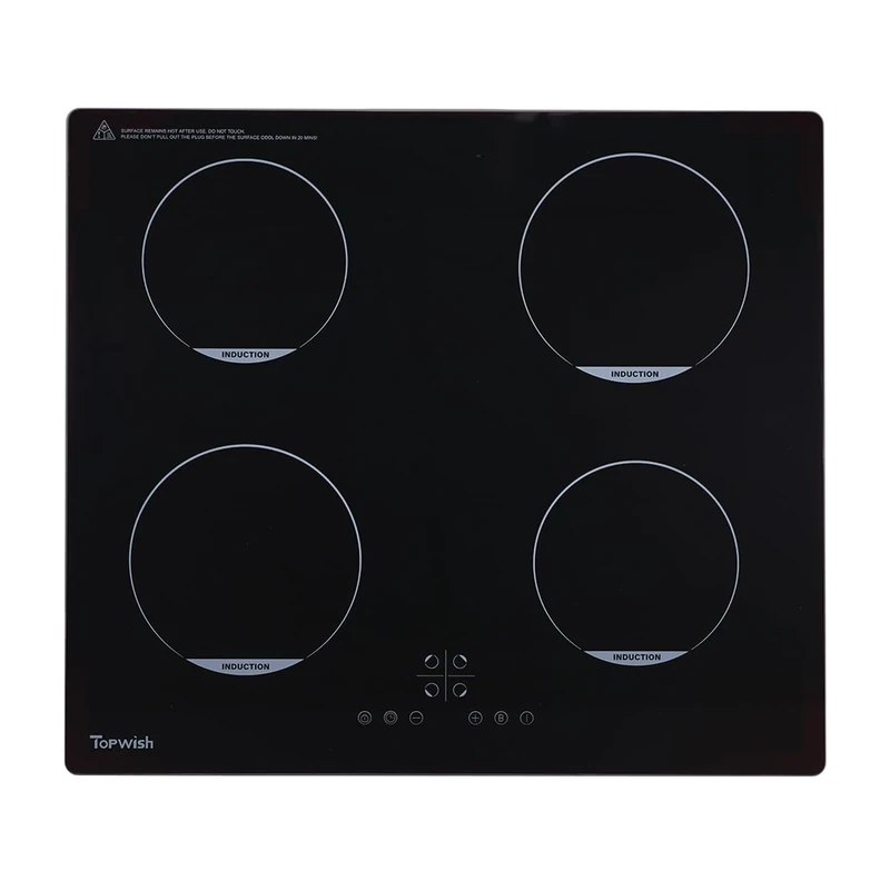 Induction Hob, 4 ring induction hob, plug in hob,induction cooker 60cm with Child Lock, Boost Function, Touch Control, Residual Heat Indicator, Power Cord, 7200W, Topwish