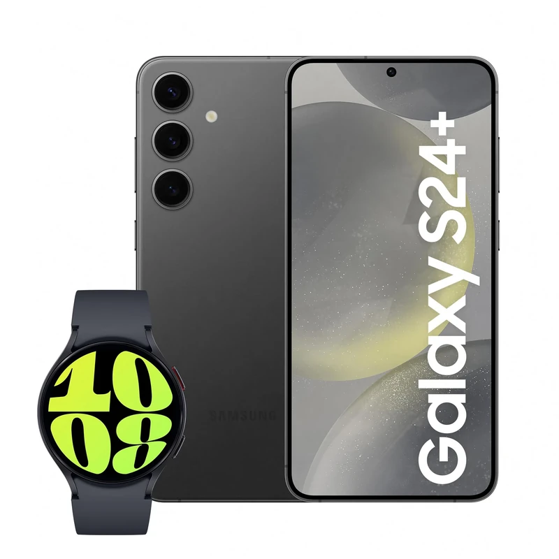 Samsung Galaxy S24+, AI Android Smartphone, 12GB RAM, 512GB Storage, 50MP Camera, Large display, Onyx Black, 3 Year Manufacturer Extended Warranty with Watch6 Smart Watch, BT, 44mm (UK Version)