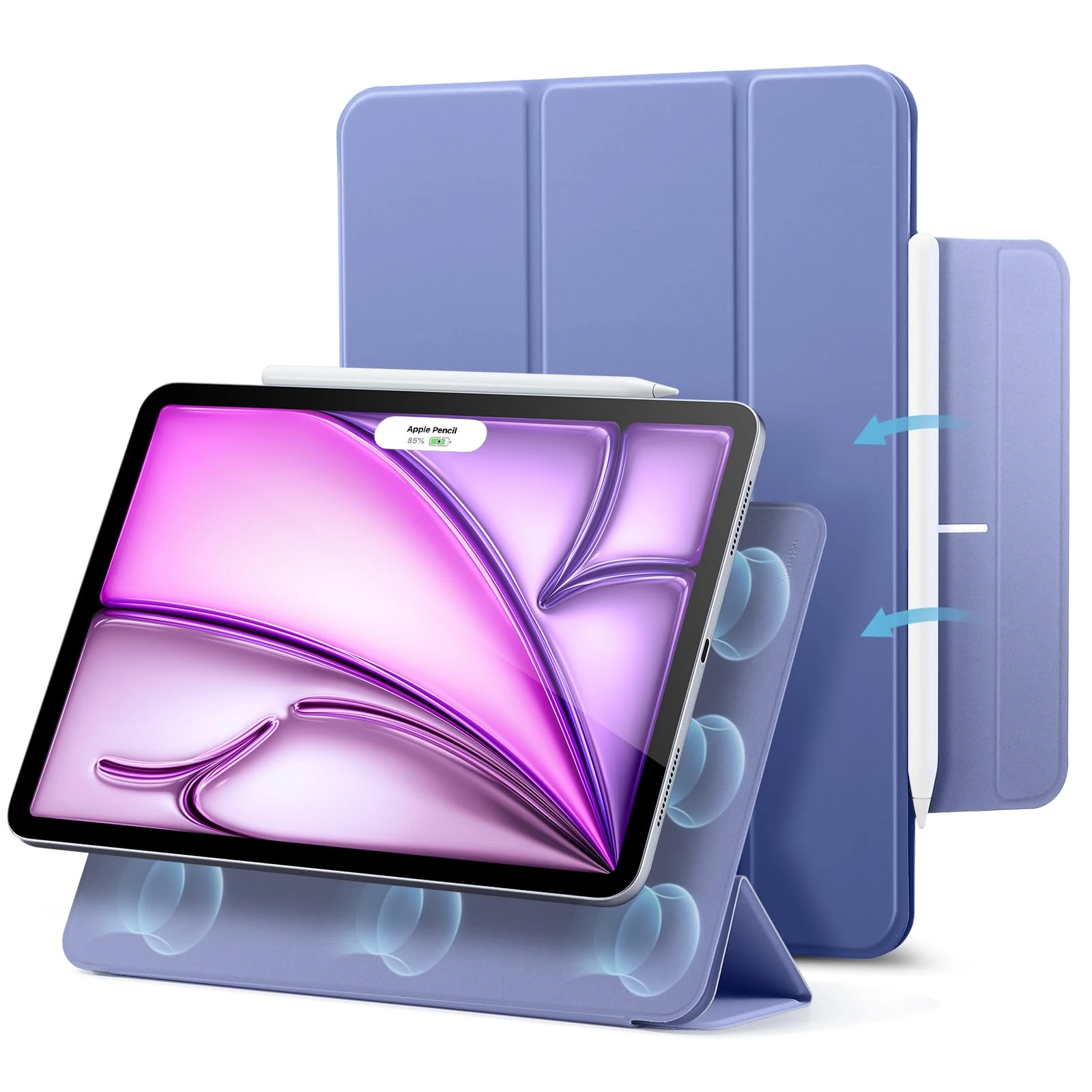 ESR for iPad Air 13 Inch Case M3/M2 (2025/2024), iPad Pro 12.9 (2022/2021/2020), Powerful Magnetic Stand, Slim Trifold Stand Case, Supports Pencil Pro and Pencil (USB-C), Rebound Series, Lavender