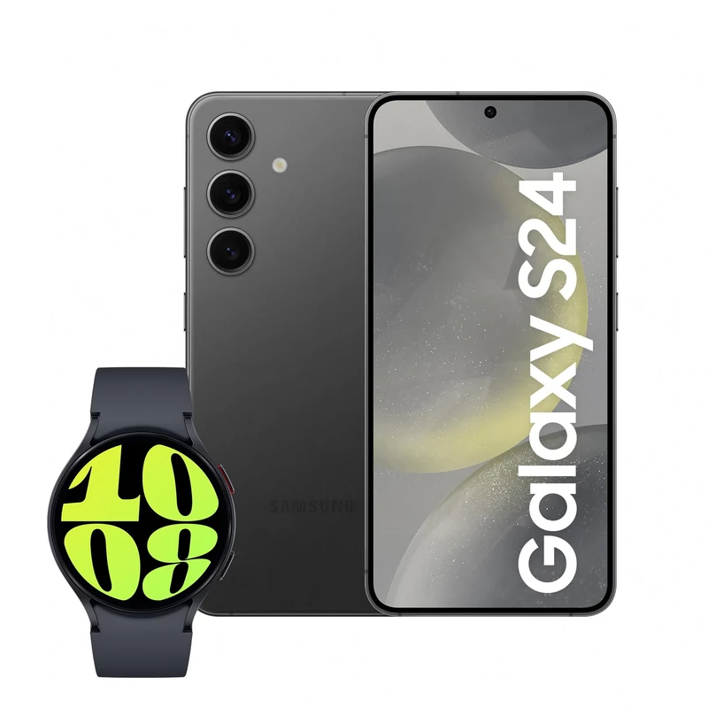 Samsung Galaxy S24, AI Android Smartphone, 8GB RAM, 256GB Storage, 50MP Camera, Onyx Black, 3 Year Manufacturer Extended Warranty with Watch6 Smart Watch, BT, 44mm (UK Version)